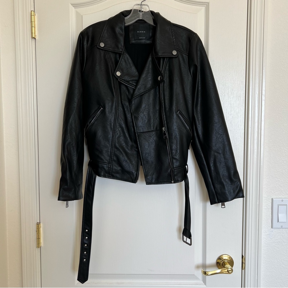 Elodie Women’s Black Faux Leather Jacket Size Medium
